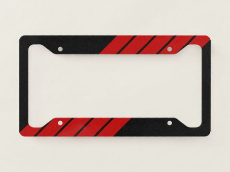 Top 10! Black Red Striped 70s 80s Retro Racing Stripes License Plate Frame