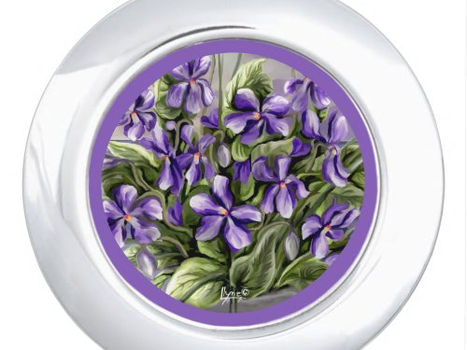 Top 10! violets in a moon jar compact mirror