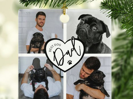 Top 10! Best Dog Dad | Photo Collage Metal Ornament
