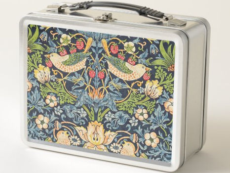 Hot Review! William Morris Strawberry Thief Floral Pattern Metal Lunch Box