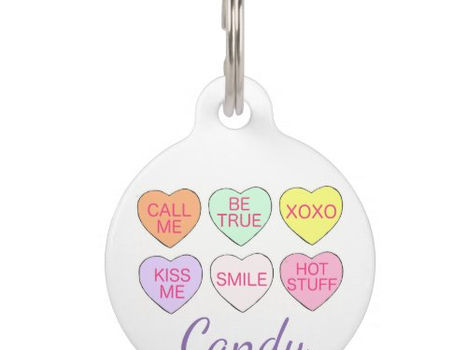 Hot Deals! Pastel Candy Heart Personalized Valentine's Day Pet Name Tag