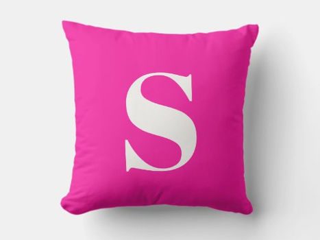 Review Neon Pink Initial Monogrammed Outdoor Pillow