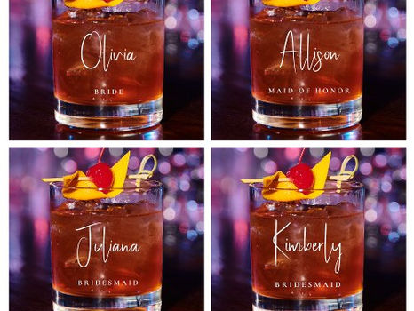 Hot Deals! Chic Bridal Party White Script Monogram Wedding Whiskey Glass