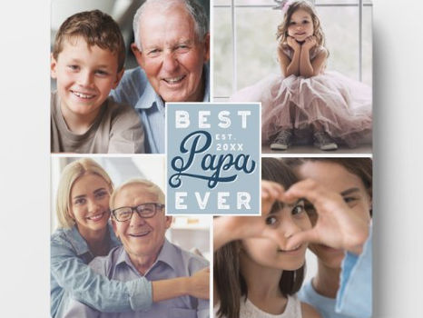 Best Price! Best Papa Ever Custom Four Photo Family Collage Plaque