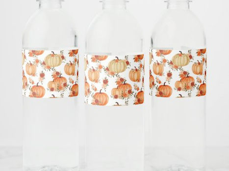 Top 5! Watercolor Pumpkin Floral Roses | Baby Shower Water Bottle Label