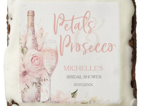 Hot Deals! Blush Pink Boho Petals and Prosecco Floral Brownie