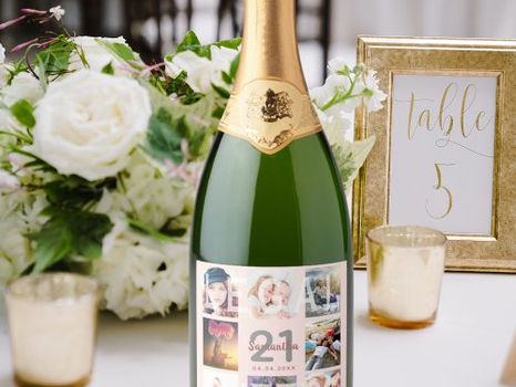 Hot Deals! 21st birthday party rose gold legal photo collage sparkling wine label