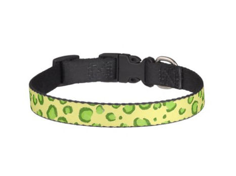 Big Deals! Modern Leopard Animal Print Pattern Green Yellow Pet Collar