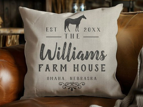 Big Deals! Horse Rustic Family Name Farm Throw Pillow