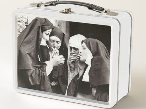 Best Price! Nuns Smoking Vintage Photograph Metal Lunch Box