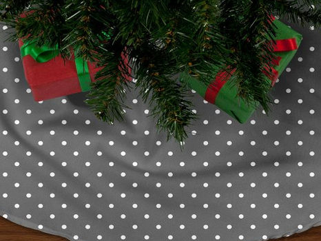 Top 5! Charcoal Gray Cute Polka Dots Fleece Tree Skirt