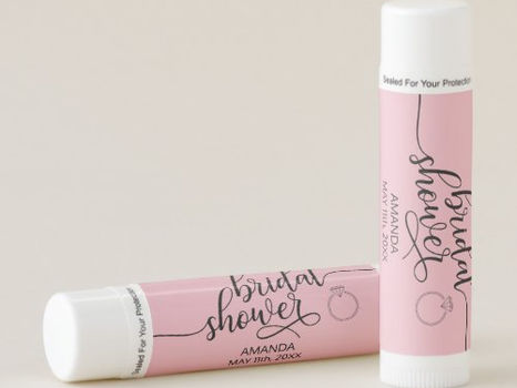 Big Deals! Bridal Shower Gift Favors Pink Black Diamond Ring Lip Balm
