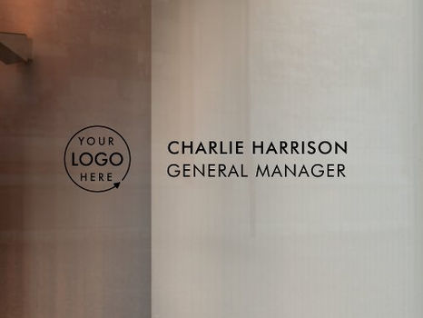 Review Name Plate | Glass Door Business Logo Transparent Window Cling