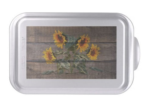 Hot Deals! Rustic Barn Wood Sunflower Cake Pan