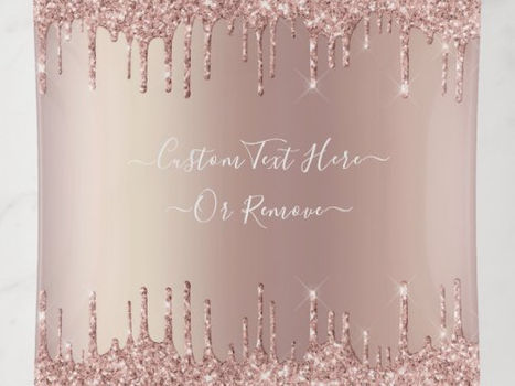 Best Deals! Rose Gold Blush Glitter Your Text Trinket Tray