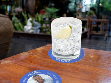 Top 5! Man myth legend photo royal blue birthday party round paper coaster