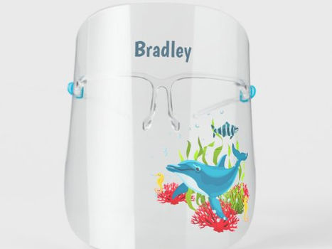 Top 5! Colorful Dolphin Nautical Beach Kids Personalized Kids' Face Shield