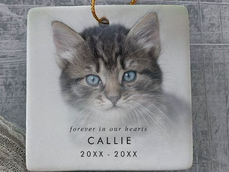 Best Price! Chic Forever in Our Hearts Photo Cat Memorial Ceramic Ornament