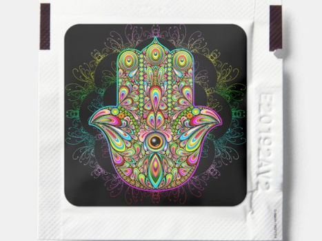 Hot Deals! Hamsa Fatma Hand Psychedelic Art Hand Sanitizer Packet
