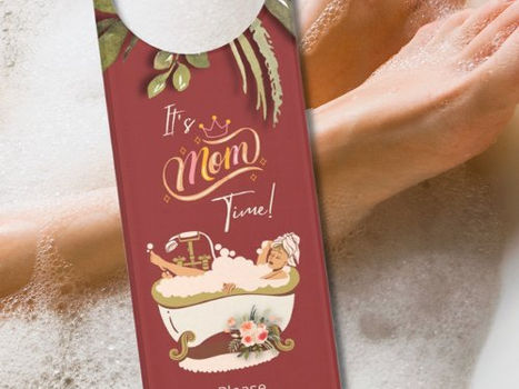 Top 10! Mom Time | Red Bath Time Acrylic Door Hanger