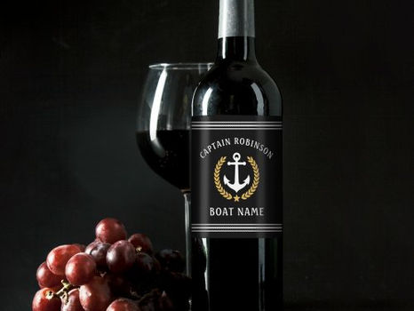Review Captain Name And Boat Anchor Gold Laurel Black Wine Label
