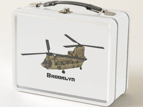 Best Price! Chinook military helicopter illustration metal lunch box