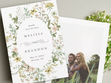 Review Wildflower Oval Frame Wedding Photo Save The Date