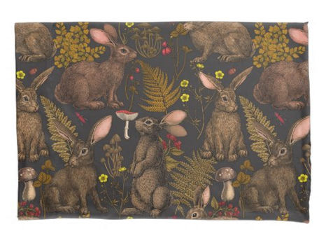 Review Rabbits and woodland flora Pillow Case