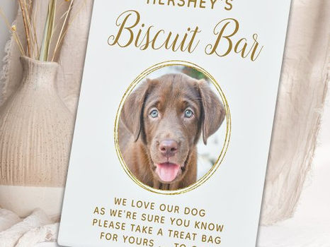 Best Price! Biscuit Bar Pet Photo Gold Dog Wedding Favor Pedestal Sign