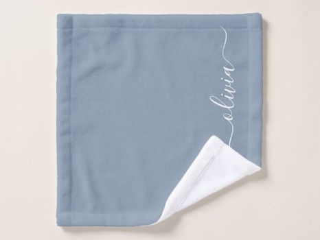 Top 10! Dusty Blue Minimalist Modern Monogram Elegant Wash Cloth