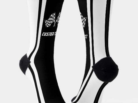 Best Deals! White Striped Racing Car Flags - Personalized Socks