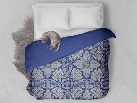 Hot Deals! Blue & White Mediterranean Vintage Floral Pattern Duvet Cover