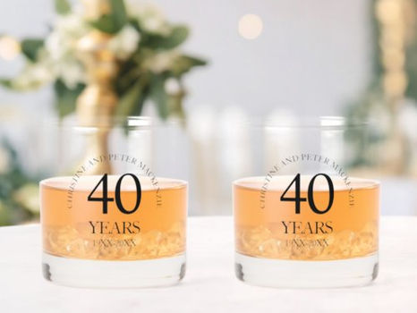 Big Deals! 40th Ruby Wedding Anniversary Signature Script Whiskey Glass