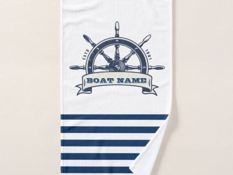 Hot Review! Nautical Boat Wheel, Navy Blue White Stripes Bath Towel Set