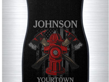 Review Firefighter NAME Fire Department Hydrant USA Flag Car Floor Mat