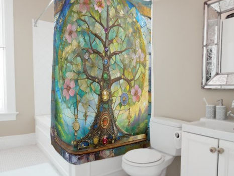 Top 5! 7 Chakra Blossoming Tree Of Life Shower Curtain