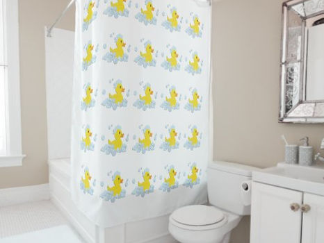 Hot Review! Duck in Blue Bubbles Shower Curtain