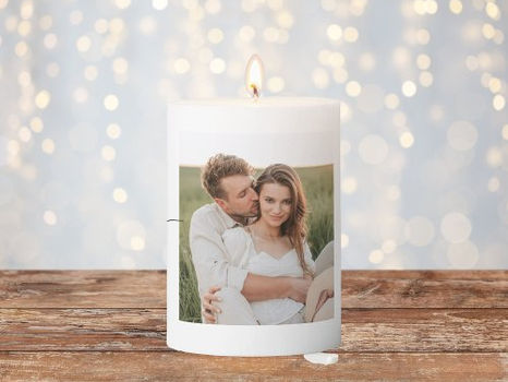Top 10! Modern Collage Couple Photo & Live Love Laugh Gift Pillar Candle