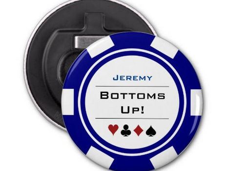 Review Poker Chip Casino Theme Navy Blue White With Name Bottle Opener