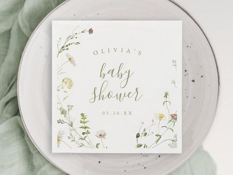 Best Deals! Sage Green Wildflower Rustic Boho Baby Shower Napkins
