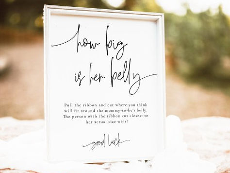 Big Deals! EMERY How Big Is Her Belly Baby Shower Game Poster