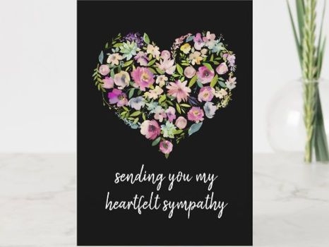 Hot Deals! Heartfelt Sympathy | Floral Heart Condolence Card