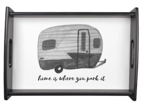 Top 5! Home is Where ..Retro Trailer Motorhome Watercolor Serving Tray