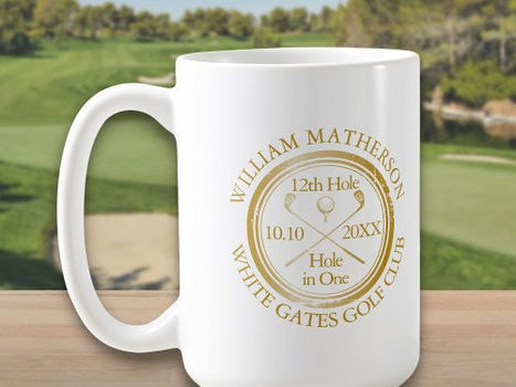 Review Personalized Golf Hole in One Classic Gold Coffee Mug