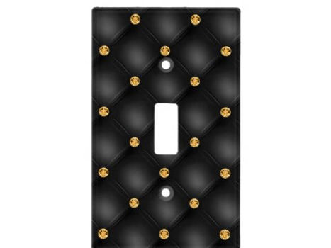 Review Elegant Black Gold Diamond Tufted Luxury Your Name Light Switch Cover