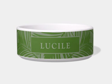Best Price! Green Palm Leaf Camoflauge Pet Name Bowl