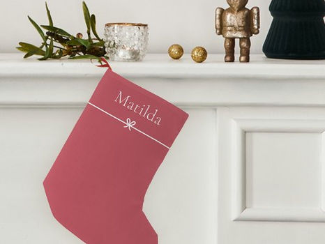 Review Classic Red | Simple Minimalist Bow Personalized Small Christmas Stocking