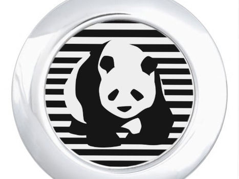 Best Deals! Black and White Panda and Stripes Compact Mirror
