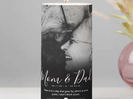 Hot Review! Elegant Memorial Calligraphy Remembrance Photo Pillar Candle