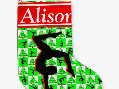 Top 10! PRETTY RED AND GREEN GYMNASTICS CHRISTMAS STOCKING